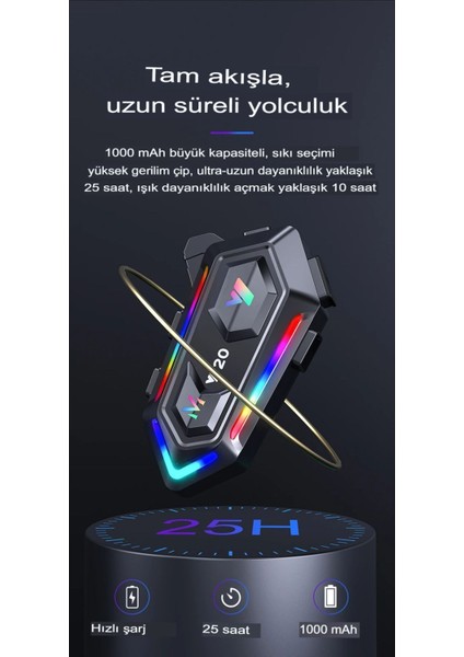 Rgb Işıklı Bluetooth Motosiklet Intercom Kask Kulaklık Bt5.3 Stereo Su Geçirmez Kulaklık indirimleri