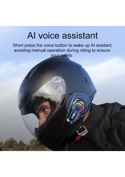 Q08 5.3 Uyumlu Motosiklet Kask Kulaklık Intercom Işıklı Motorsiklet Interkom