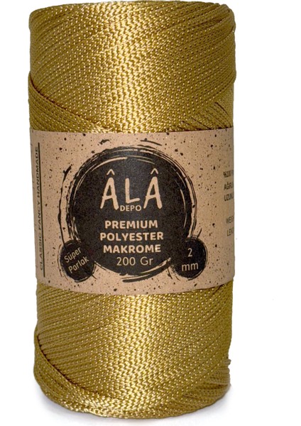 Premium Polyester Makrome Ip (Süper Parlak) 2MM-200 gr Gold-Altın