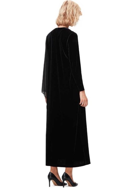 Siyah Tül Detaylı Kadife Şık Elbise T25K-4013 fiyatları