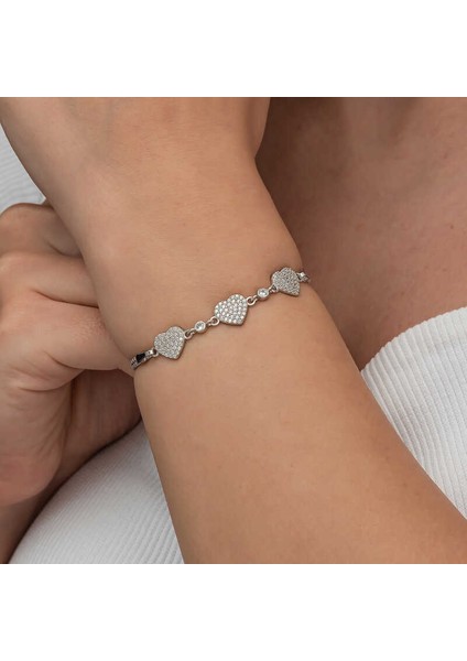 Gümüş Üçlü Kalp Kadın Bileklik fırsatları