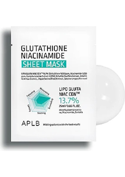 Aplb Glutathione Niacinamide Sheet Mask - Glutatyon ve Niasinamid Içerikli Yaprak Maske (1 Adet)