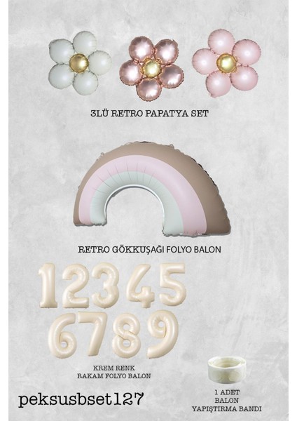 Retro Papatya Retro Pembe Gökkuşağı Tema Yaş Balonlu Doğum Günü Balon Seti fiyatları