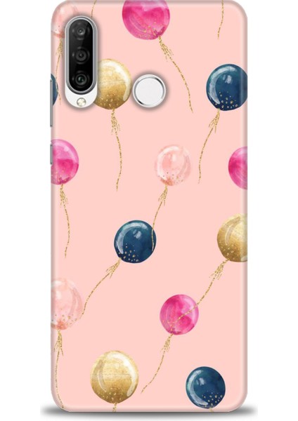 Huawei P30 Lite Kılıf Hd Baskılı - Uçan Balonlar + 9h Nano Ekran Koruyucu