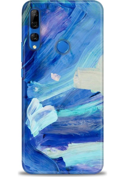 Huawei Y9 Prime 2019 Kılıf Hd Baskılı - Mavi Beyaz + 9h Nano Ekran Koruyucu