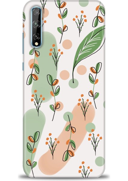 Huawei Y8P Kılıf Hd Baskılı - Flower Pattern + 9h Nano Ekran Koruyucu