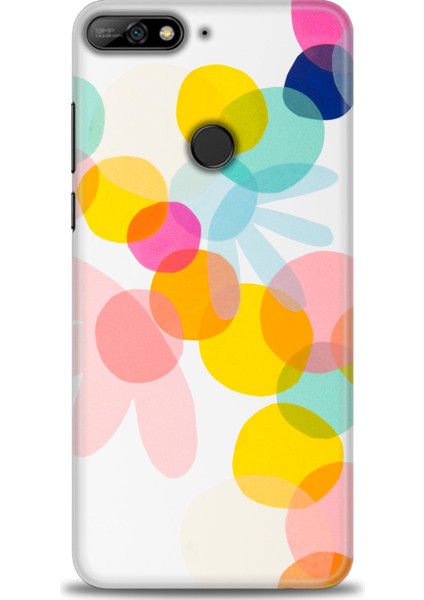 Huawei Y7 2018 Kılıf Hd Baskılı - Color Flowers + 9h Nano Ekran Koruyucu