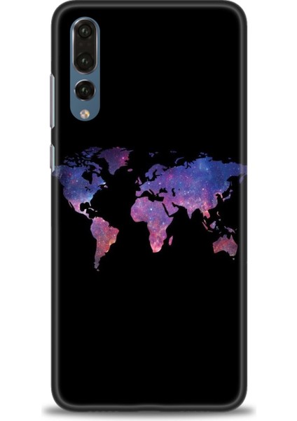 Huawei P20 Pro Kılıf Hd Baskılı - Dünya Haritası + 9h Nano Ekran Koruyucu