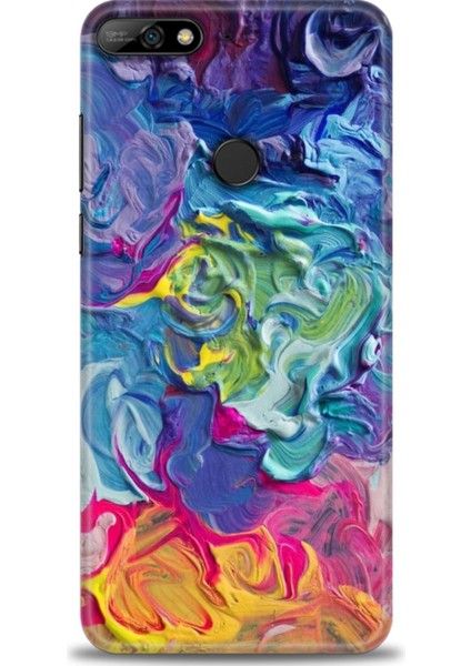 Huawei Y7 2018 Kılıf Hd Baskılı - Colors + 9h Nano Ekran Koruyucu