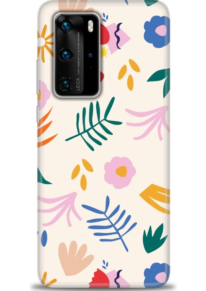 Huawei P40 Pro Kılıf Hd Baskılı - Renkli Dallar + 9h Nano Ekran Koruyucu