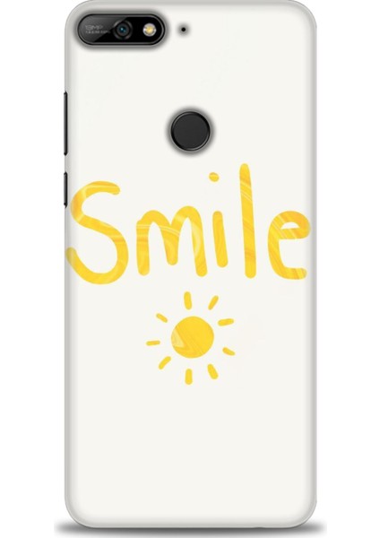 Huawei Y7 2018 Kılıf Hd Baskılı - Smile Güneş + 9h Nano Ekran Koruyucu