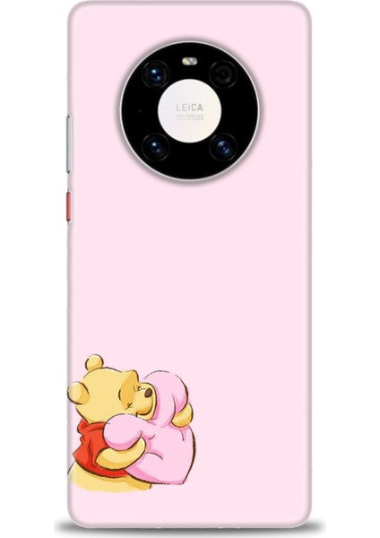 Huawei Mate 40 Pro Kılıf Hd Baskılı - Winnie The Pooh Kalpli + 9h Nano Ekran Koruyucu