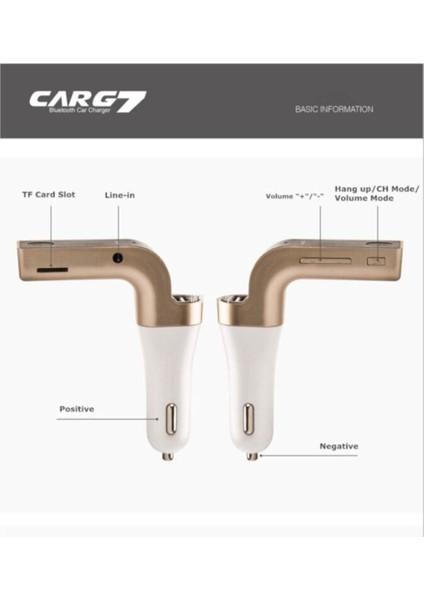 Micro Sd USB Girişli Aux Fm Transmitter Bluetooth Araç Kiti