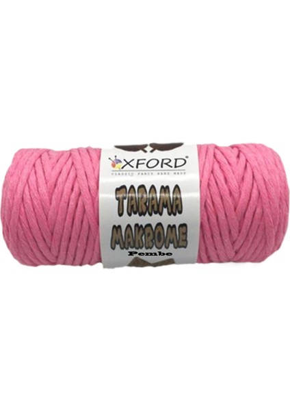 Taranabilir Makrome Ipi Taranan Makrame Pamuk Ipliği 5 mm 250 gr  Pembe