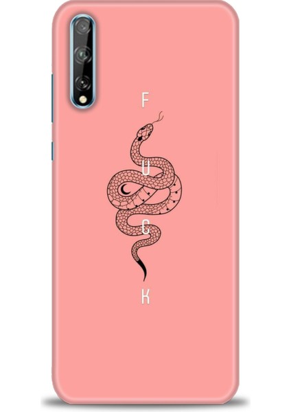 Huawei Y8P Kılıf Hd Baskılı - Pembe Yılan + 9h Nano Ekran Koruyucu