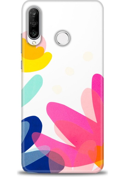 Huawei P30 Lite Kılıf Hd Baskılı - Çiçekk + 9h Nano Ekran Koruyucu