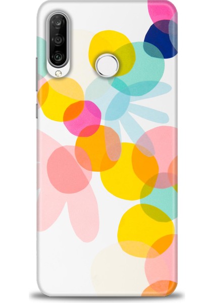 Huawei P30 Lite Kılıf Hd Baskılı - Color Flowers + 9h Nano Ekran Koruyucu