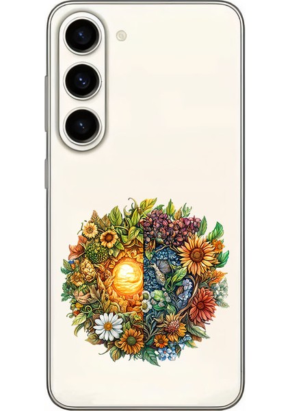 Samsung S24 Uyumlu Çiçekli Lamba Desenli Silikon Kılıf