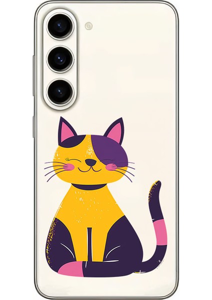 Samsung S24 Uyumlu Renkli Kedi Desenli Silikon Kılıf