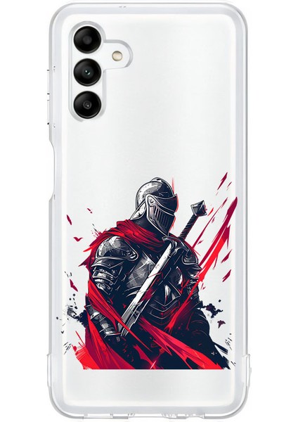 Samsung A04S Uyumlu Kırmızı Pelerinli Samuray Desenli Silikon Kılıf