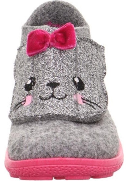 Kız Çocuk Keçe Kumaş Ev Ayakkabısı - Gri modelleri