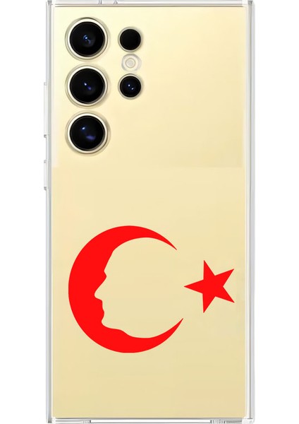 Samsung S23 Ultra Uyumlu Türk Bayrağı ve Atatürk Desenli Silikon Kılıf