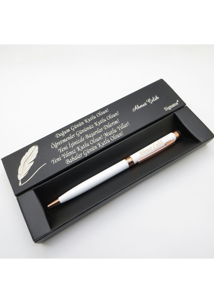 ® C479 Beyaz Rose Gold Tükenmez Kalem | Isme Özel Kalem | Hediyelik Kalem