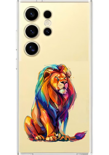 Samsung S23 Ultra Uyumlu Renkli Aslan Desenli Silikon Kılıf
