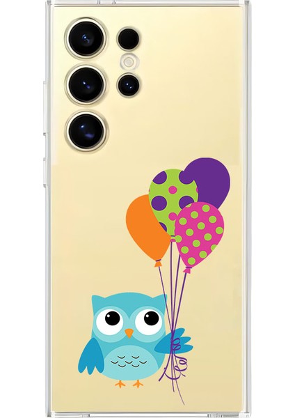 Samsung S24 Ultra Uyumlu Baykuş ve Balonlar Desenli Silikon Kılıf