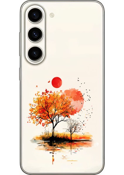 Samsung S23 Uyumlu Sonbahar Ağacı Desenli Silikon Kılıf