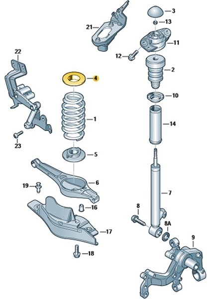 Vw Golf Plus 2005-2011 Arka Yayın Üst Lastik Takımı 1K0512149B