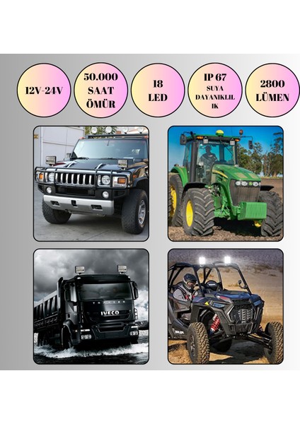 Off Road 3 Inç Led Çalışma Lambası 12-24v Traktör Tır Kamyon Atv Yüksek Performanslı Sis Farı Metal fiyatları