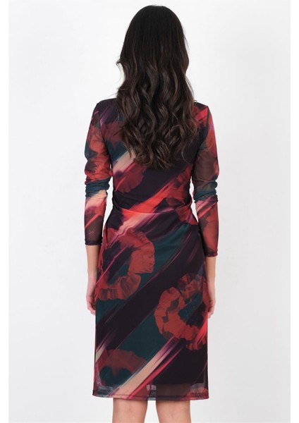 Dorian V Yaka Göğüsaltı Düğümlü Elbise SİYAH