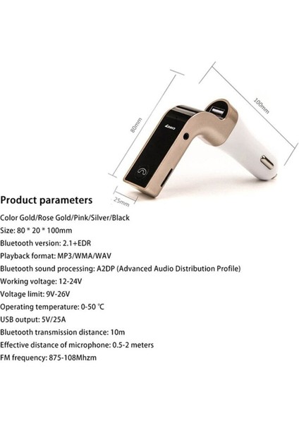 Yeni 2023 Carg7 Bluetooth Araç Kiti Fm Transmitter Araçkiti Bluetooth Handsfree Fm Verici Üniversal