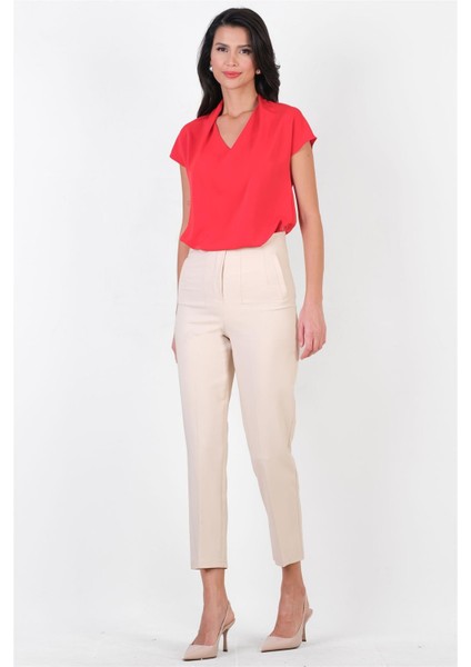Corradino Yüksek Kemersiz Pantolon Bej fırsatları