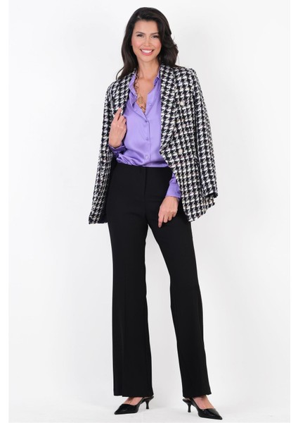 Oresto Düşük Bel Lastikli Ispanyol Paça Pantolon Siyah modelleri