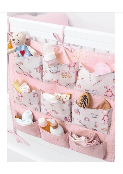 Anne Bebek 9 Cepli Beşik Kenarı Düzenleyici, 54*49 Cm, Mavi Renk ve pembe renk seçeneği fırsatları