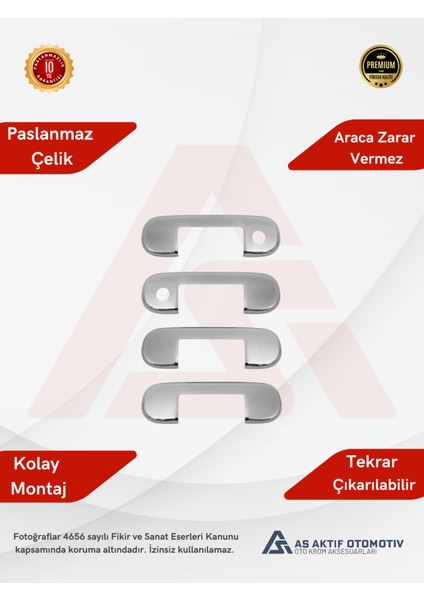 Fiat Tofaş Şahin-Doğan-Kartal Kapı Kolu 4 Parça Tüm Model Yıllarına Uygun Krom Paslanmaz Çelik fiyatları