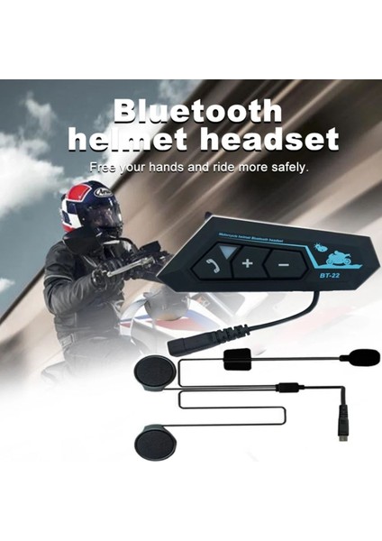 Motorsiklet Kask Için Kulaklık Bluetooth Mikrofonlu Intercom Su Geçirmez Motor Kurye Kulaklığı
