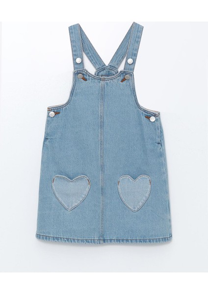 Lcw Kids Kare Yaka Kız Bebek Jean Elbise