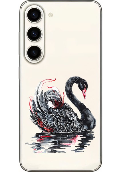 Samsung S24 Uyumlu Siyah Kuğu Desenli Silikon Kılıf