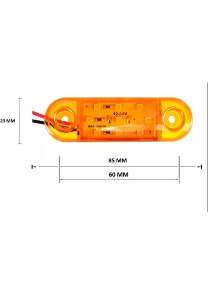 Ahmet Otomotiv (4 Adet) Sarı-Turuncu Tombul LED 9 Ledli 12V-24V