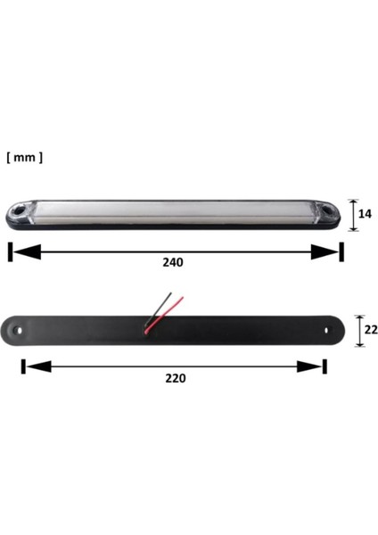 Parmak LED Beyaz Renk Neon 24CM 15 LED 12V-24V