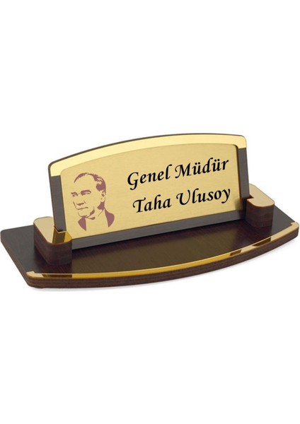Kişiye Özel Atatürk Tasarımlı Masa Üstü Ahşap Masa Üstü Isimlik