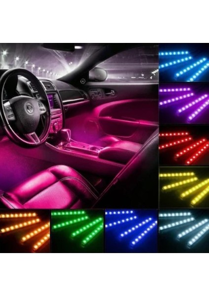 Ahmet Otomotiv Ayak Altı LED Rgb Işık Araç Içi ve Ev Aydınlatma Sese Duyarlı 12 LED USB Girişli