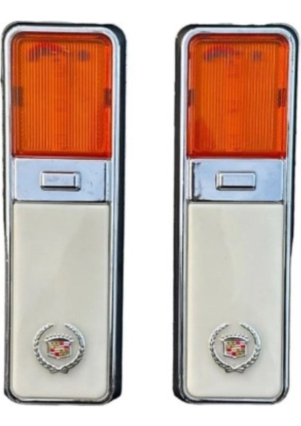 (2 Adet) Cadillac Gazetelik Turuncu-Beyaz Çiftcam 12V-24V