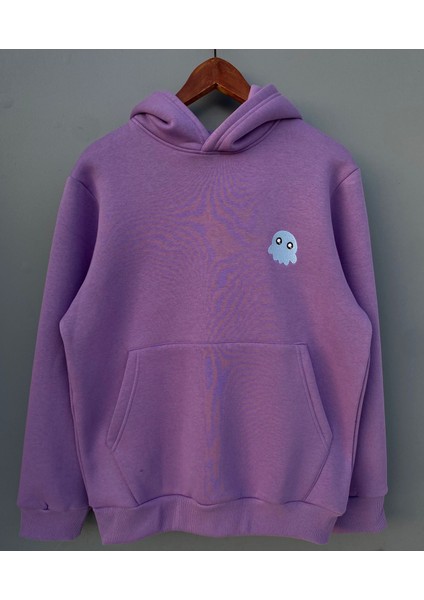 Kapüşonlu Sweatshirt Kalamar Desen 3 Iplik Şardonlu Kalın Kaliteli
