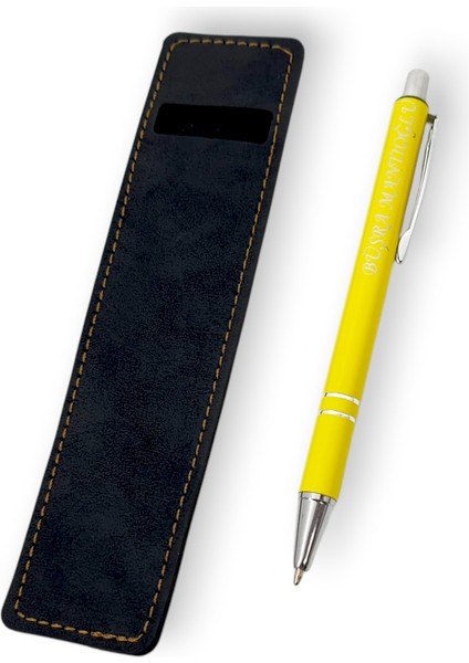 Öğretmenler Günü Özel Hediye Isme Özel El Yapımı Deri Kalem Kılıfı ve Isme Özel Tükenmez Kalem