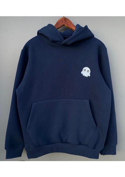 Kapüşonlu Sweatshirt Kalamar Desen 3 Iplik Şardonlu Kalın Kaliteli