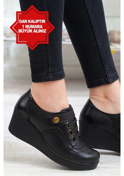 1570 Aymoda Hakiki Deri Dolgu Tabanlı Cırtlı Kadın Ayakkabısı fiyatları